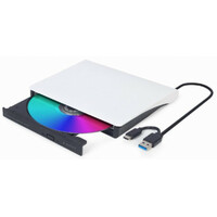 CD DVD-RW USB Gembird DVD-USB-03-BW Gembird eksterni USB CD/DVD drive Citac-rezac, USB + USB-C, black-white