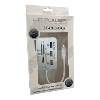 USB LC Power LC-HUB-C-CR External USB type C HUB, 3xUSB3.0 + multi card reader Silver/White
