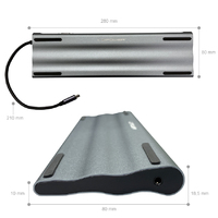 USB LC Power LC-HUB-C-MULTI-8  USB Type C HUB  RJ45& HDMI  Antracite/Black